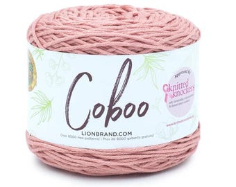 Lion Brand Coboo Yarn (Mauve) ~ super soft and breathable machine washable lightweight blend of cotton and bamboo #3 lightweight yarn