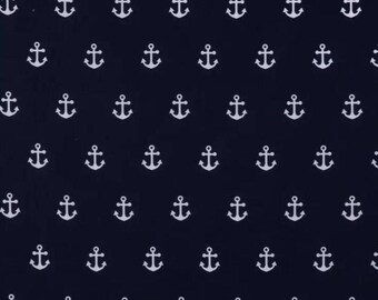 Navy & White Anchors Calico Fabric from Brother Sister Design Studio ~ 100% quilter's cotton sewing/quilting nautical coastal sailing boat