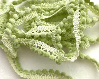 Sweet Grass Mini Pom Pom Trim (MPP-12) by Vintage NeedleArts ~ hand-dyed 2 continuous yards