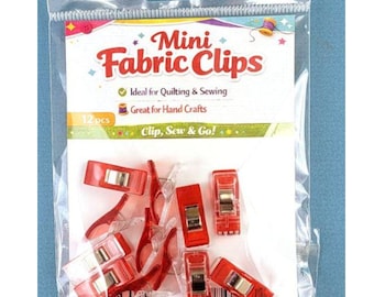 Red Mini Fabric Clips ~ Pack of 12 ~ 1 inch