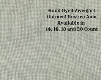 Sage Rustic Aida (OR-DDA-91) ~ Hand Dyed Zweigart Oatmeal Rustico Cross Stitch Fabric from Vintage NeedleArts