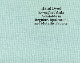 Verdigris Aida (Z-DDA-47) Hand Dyed Zweigart Cross Stitch Fabric from Vintage NeedleArts ~ available in regular, opalescent & metallic Aida