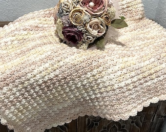 PDF Happily Ever After Crochet Blanket Pattern ~ skill level beginner easy one row repeat perfect gift for bridal shower, wedding, Mom