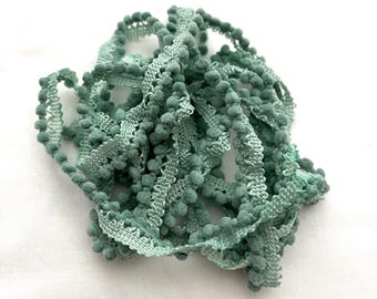 Spruce Mini Pom Pom Trim (MPP-63) by Vintage NeedleArts ~ hand-dyed 2 continuous yards