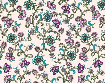 Flora Arabesque Cream Fabric from Bernartex Fabrics ~ 100% cotton for sewing/quilting