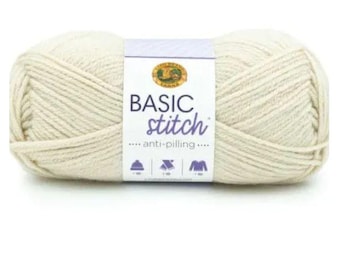 Lion Brand Basic Stitch Anti-Pilling Yarn (Beige Heather) ~ 4 medium worsted weight 100% acrylic machine washable