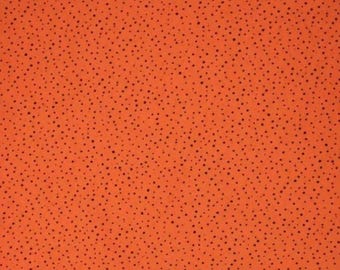 PER YARD ~ Dotted Orange Cotton Calico Fabric ~ quilter's cotton black polka dots on an orange background