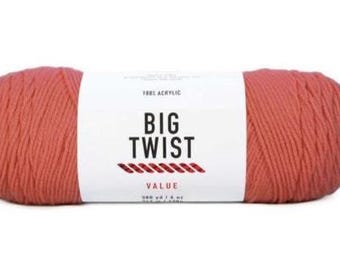 Big Twist Value Yarn (Dark Coral) ~ 100% worsted acrylic super soft machine washable super soft