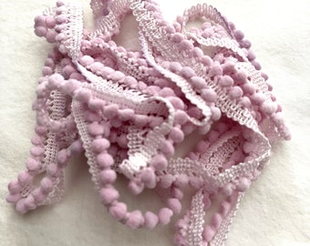 Bubble Gum Mini Pom Pom Trim (MPP-96) by Vintage NeedleArts ~ hand-dyed 2 continuous yards