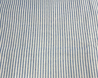 SHORT CUT ~ Blue and White Stripes Cotton Flannel Fabric ~ 100% cotton 17x43 inches A.E. Nathan Fabrics