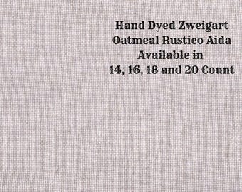 Vintage Lilac Rustic Aida (OR-DDA-51) ~ Hand Dyed Zweigart Oatmeal Rustico Cross Stitch Fabric from Vintage NeedleArts
