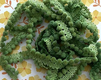 Rosemary Mini Pom Pom Trim (MPP-74) by Vintage NeedleArts ~ hand-dyed 2 continuous yards
