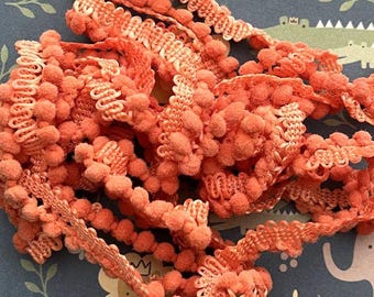 Roasted Carrots Mini Pom Pom Trim (MPP-76) by Vintage NeedleArts ~ hand-dyed 2 continuous yards