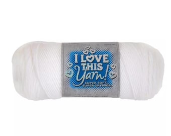 I Love This Yarn! (White) ~ super soft machine washable 100% acrylic