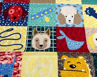 PER YARD ~ Keepsake Calico I Spy Dog Novelty Quilter's Cotton ~ 100% cotton fabric various dog and dog items each square is approx. 4.25"