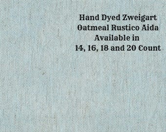 Summer Sky Rustic Aida (OR-DDA-88) ~ Hand Dyed Zweigart Oatmeal Rustico Cross Stitch Fabric from Vintage NeedleArts