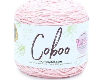 Lion Brand Coboo Yarn (Pink) ~ super soft and breathable machine washable lightweight blend of cotton and bamboo #3 lightweight yarn