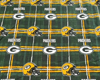 PER YARD ~ Green Bay Packers Flannel ~ 100% cotton - licensed football Wisconsin sports team NFL