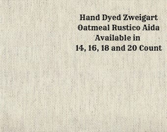 Winter White Aida (OR-BDA-89) ~ Hand Dyed Zweigart Oatmeal Rustico Cross Stitch Fabric from Vintage NeedleArts
