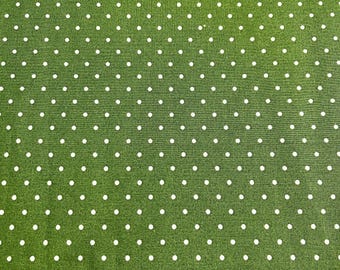 PER YARD ~ Quilter's Showcase White Pin Dot on Green Fabric ~ 100% cotton - small white polka dots on a green background