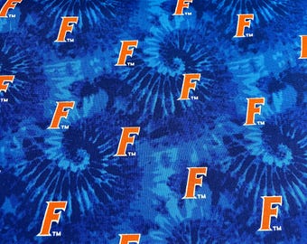 PER YARD ~ Sykel Enterprises University Novelty fabric ~ 100% cotton - Quilter's cotton - Florida Gators UF University of Florida tie dye