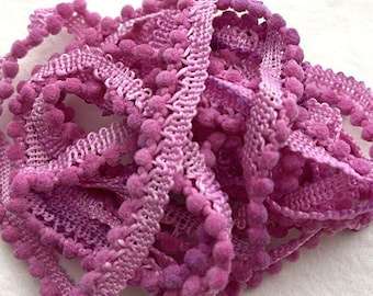 Berry-licious Mini Pom Pom Trim (MPP-50) by Vintage NeedleArts ~ hand-dyed 2 continuous yards