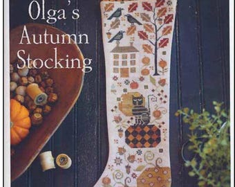 PAPER Cross Stitch Chart - Olga's Autumn Stocking from Plum Street Samplers