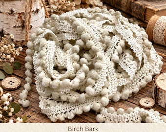 Birch Bark Hand Dyed Mini Pom Pom Trim (MPP-92) ~ 2 continuous yards per package