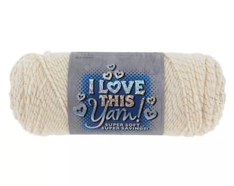 I Love This Yarn Metallic (Ivory) ~ super soft machine washable acrylic