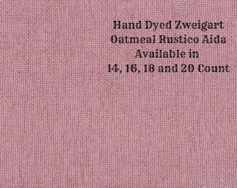 Dark Pink Rustic Aida (OR-DDA-95) ~ Hand Dyed Zweigart Oatmeal Rustico Cross Stitch Fabric from Vintage NeedleArts