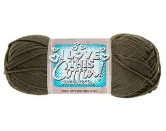 I Love This Cotton! Yarn (Olive) ~ soft machine washable 100% cotton