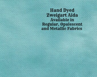 Miss Tilly's Teal Aida (Z-BDA-41) Hand Dyed Zweigart Cross Stitch Fabric from Vintage NeedleArts ~ available in regular, opal and metallic