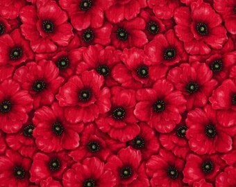 Red Poppies Calico Fabric from Hi-Fashion Fabrics ~ 100% quilter's cotton sewing/quilting flowers