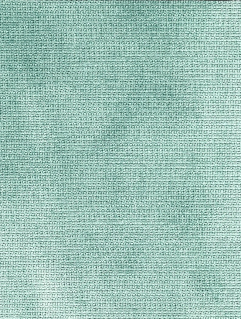 Verdigris Opalescent Traditional Hand-dyed Aida cross stitch fabric cloth Vintage NeedleArts sparkles glitter medium green no gray tones