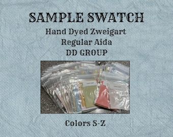 Sample Swatch (colors S-Z) of Hand Dyed Zweigart Regular Aida DD Group