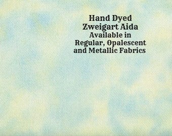 Buttercup & Blue Aida (Z-BDA-5-88-PT) Hand Dyed Zweigart Cross Stitch Fabric from Vintage NeedleArts ~ available in regular, opal, metallic