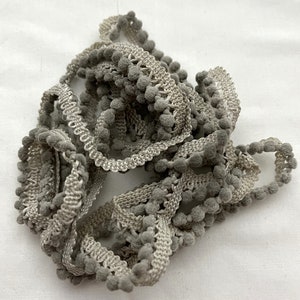Granite Gray Mini Pom Pom Trim (MPP-49) by Vintage NeedleArts ~ hand-dyed 2 continuous yards