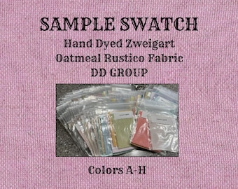 Sample Swatch (colors A-H) of Hand Dyed Zweigart Oatmeal Rustico Aida / Rustic Aida