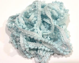 Sky Mini Pom Pom Trim (MPP-62) by Vintage NeedleArts ~ hand-dyed 2 continuous yards