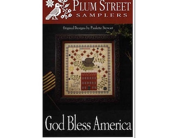 PAPER Cross Stitch Chart - God Bless America from Plum Street Samplers