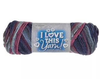 I Love This Yarn Print (Plums) ~ super soft machine washable 100% acrylic