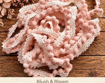 Blush & Bloom Hand Dyed Mini Pom Pom Trim (MPP-45) by Vintage NeedleArts ~ 2 continuous yards per package