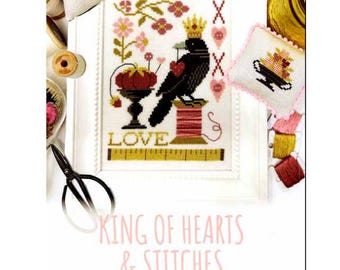 PAPER Cross Stitch Chart - King of Hearts & Stitches by Tiny Modernist