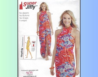 K1100 Simplicity Super Jiffy Sewing Pattern ~ Misses' Sizes XXS - XXL wrap dress sarong super easy pattern great for beginners two lengths