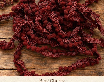 Bing Cherry Hand Dyed Mini Pom Pom Trim (MPP-69X-108) ~ 2 continuous yards per package