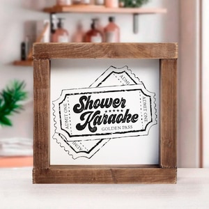 Badezimmer Schild Dusche Karaoke Ticket Holzschild Lustig Badezimmer Wand Kunst Restroom Schild Einweihungsparty Geschenk für Paare Bauernhausdekor