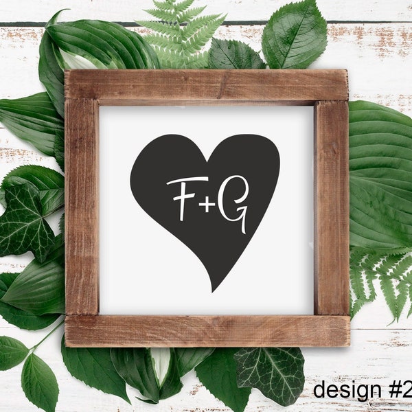 Initials Heart Sign Personalized Name Sign Rustic Wedding Gift Wood Mini Sign Farmhouse Shelf Decor Bedroom decor Valentine Gift