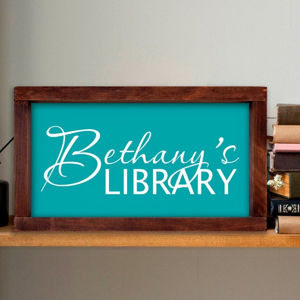 Custom Library Sign Wood - Etsy