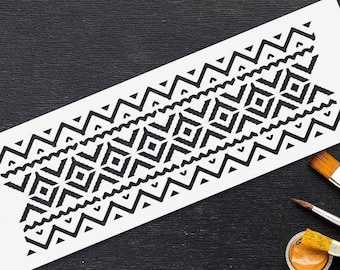 Aztec Pattern Stencil - DIY Mylar Painting Stencils for Walls - Line Stencil for Paint - Reusable Scrapbook Stencil - Mexican Wall Decor