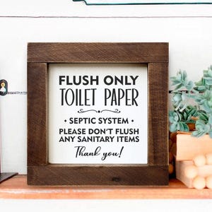 Cartello per fossa settica, solo scarico carta igienica, cartello per bagno ospiti in affitto a breve termine, cartello per bagno Airbnb, regole del cottage, regalo per una nuova casa